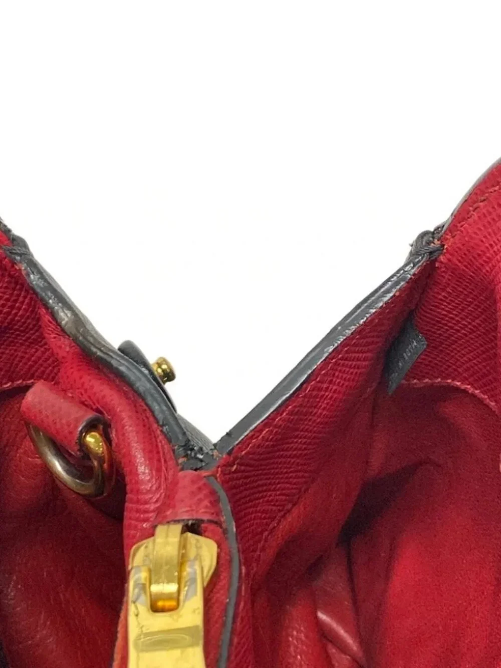 PRADA BN2755 Black Red Saffiano Leather Handbag